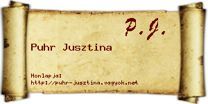 Puhr Jusztina névjegykártya